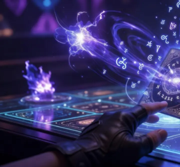 Glowing fantasy card effects from Social Shuffle