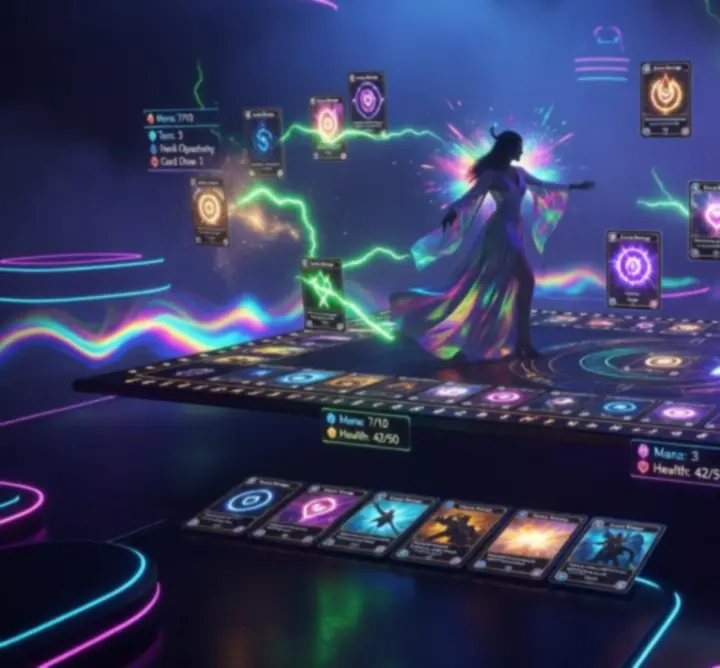 Social Shuffle fantasy card battle with glowing decks
